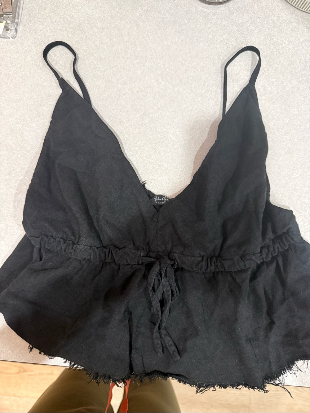 Brandy Melville Black Drawstring Peplum Cami